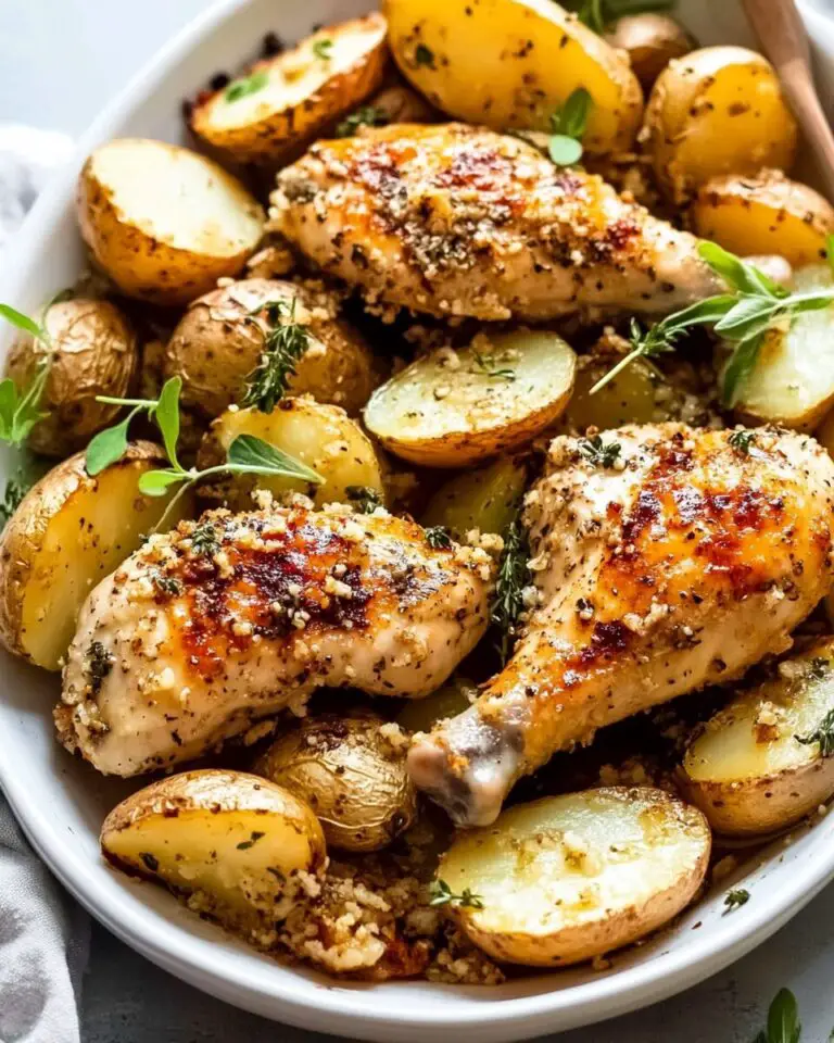 Garlic Parmesan Chicken Drumsticks with Potatoes