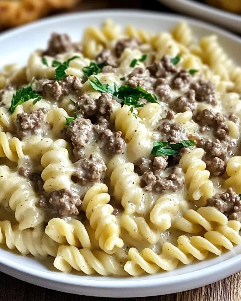 Creamy Beef and Rotini in Garlic Parmesan Sauce