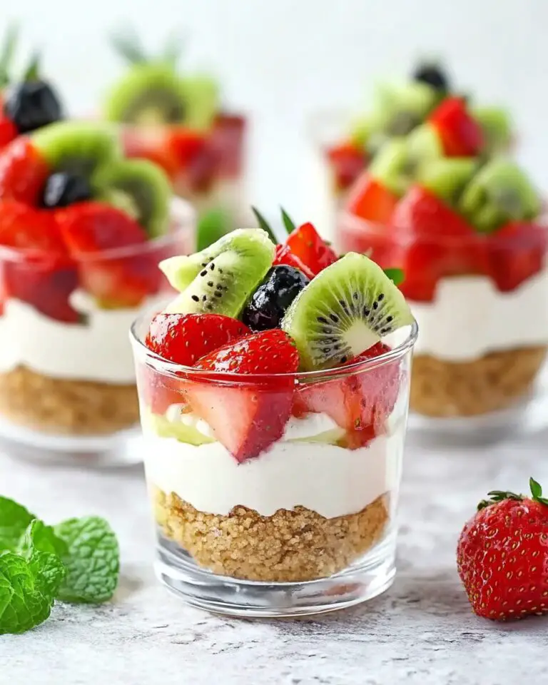 No-Bake Strawberry Kiwi Cheesecake Parfaits