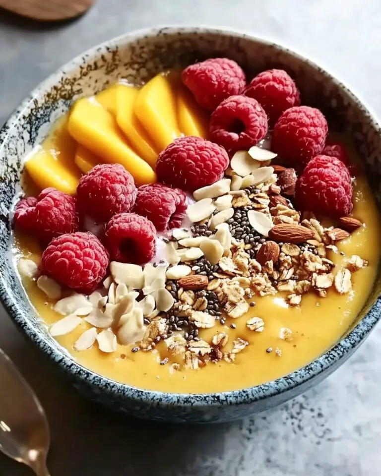 Raspberry-Peach-Mango Smoothie Bowl