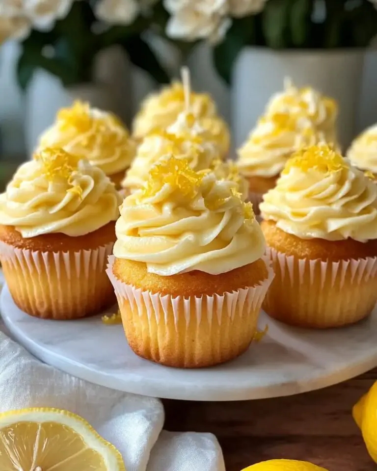 Lemon Curd Filled Cupcakes with Lemon Buttercream Frosting