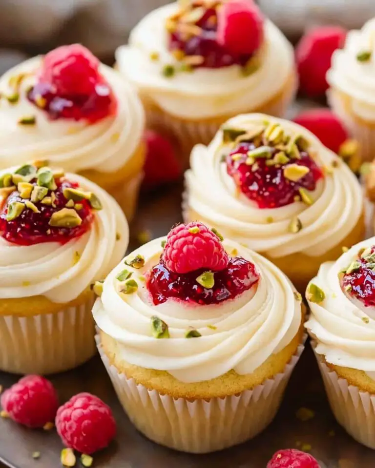 Lemon Raspberry Pistachio Cupcakes