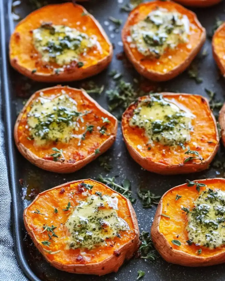 Roasted Sweet Potato Rounds with Garlic Herb Butter