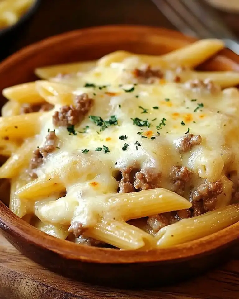 Cheesy Penne with Garlic Butter Ground Beef