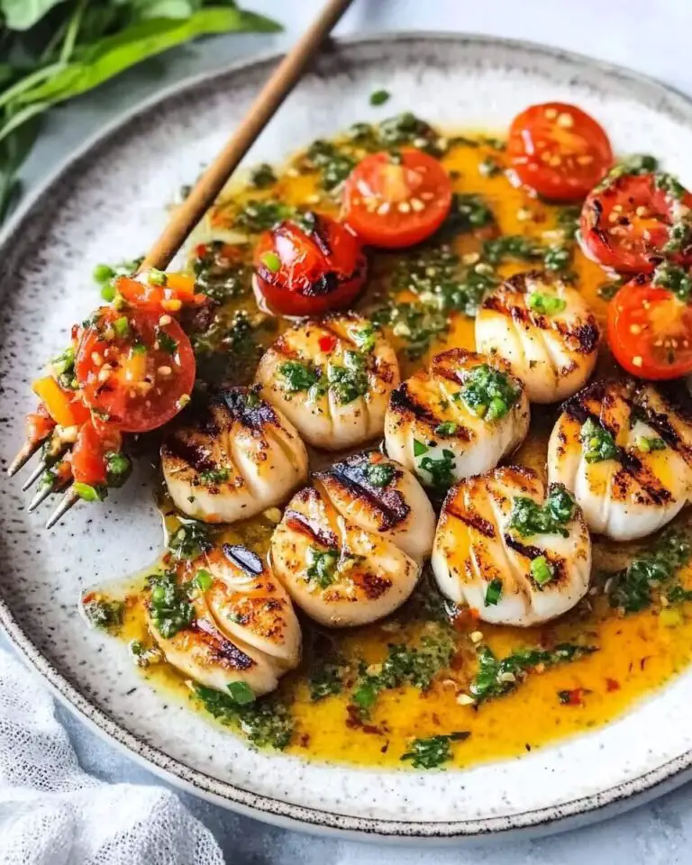 Grilled Scallops with Tomato Vinaigrette