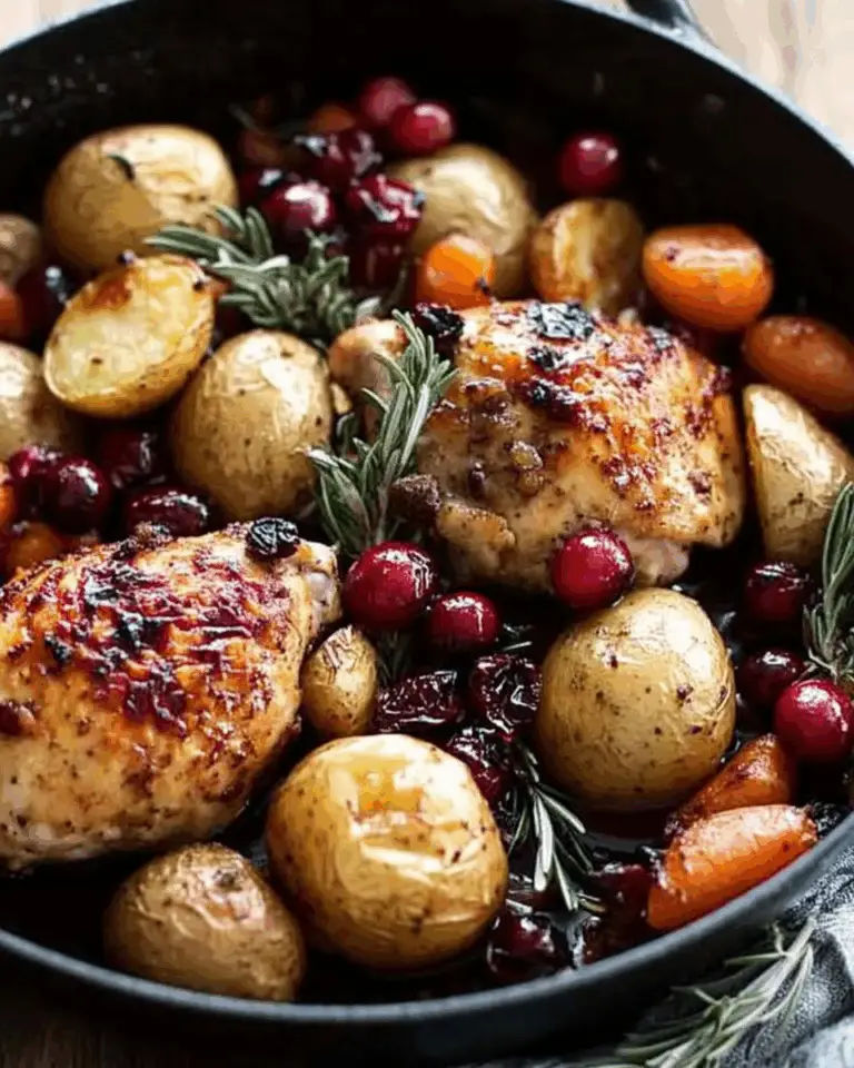 Skillet Cranberry Roasted Chicken and Potatoes