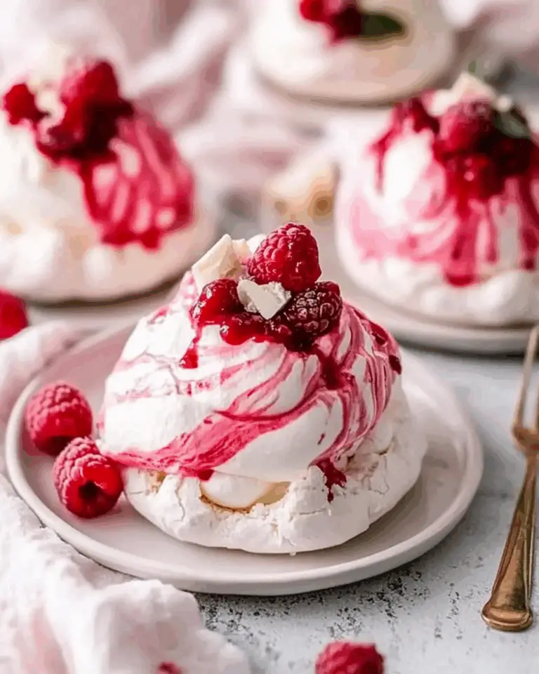 White Chocolate and Raspberry Pavlova